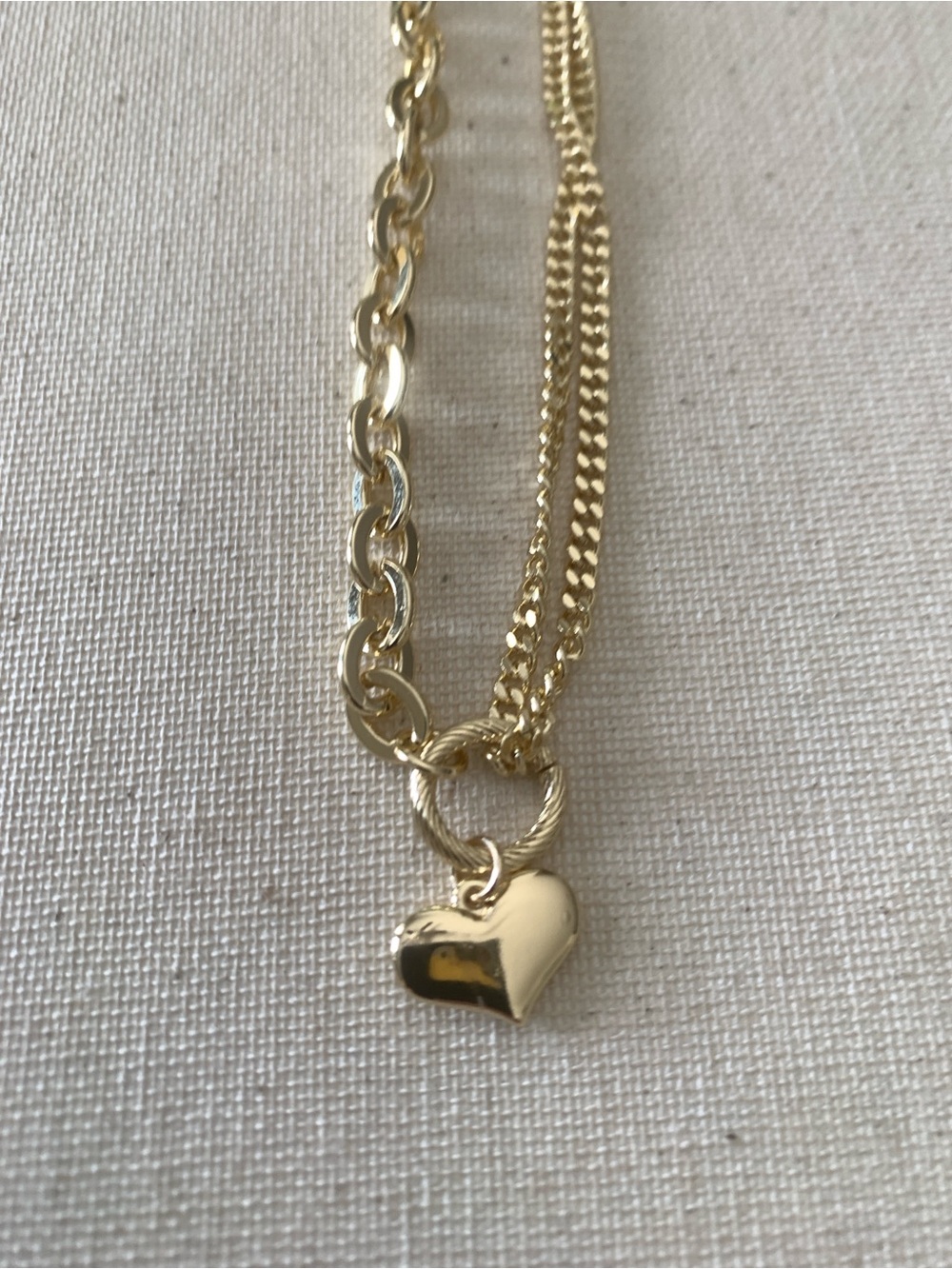 Gold-tone Heart Pendant Layered Necklace